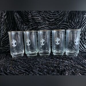 22k Gold Rimmed Elegant Clear Glasses Set of 5